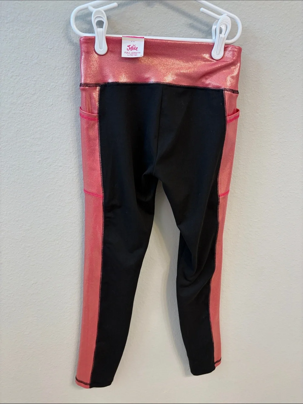 Justice Black and Metallic-Trim Leggings